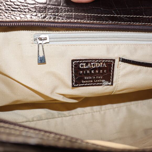 Claudia Firenze Leopard Haircalf & Croc Embossed Leather Bag Italy Y2K - Picture 8 of 8